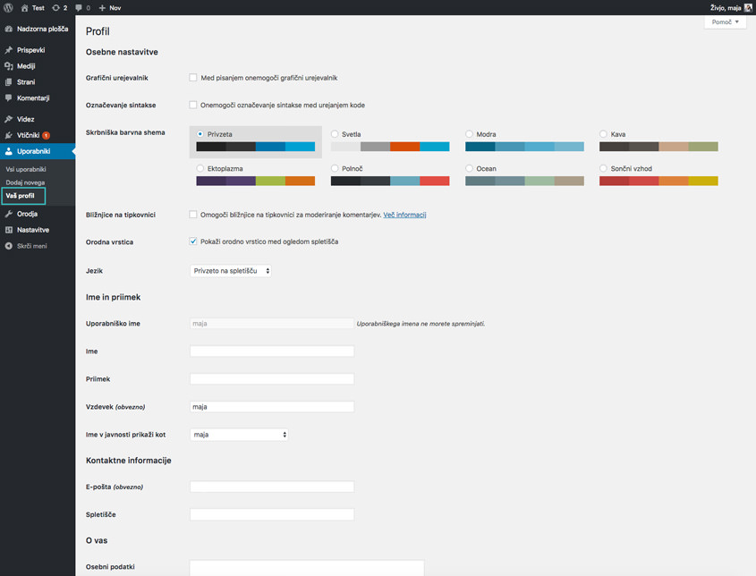 Uredi profil – WordPress nasvet