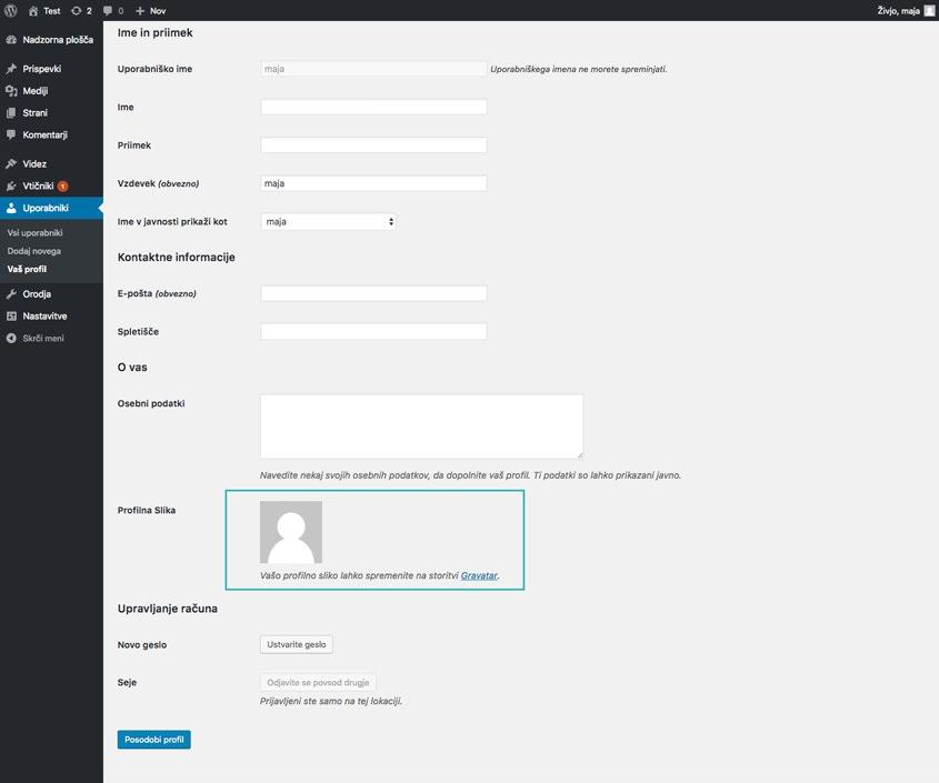 Profilna slika – WordPress nasvet