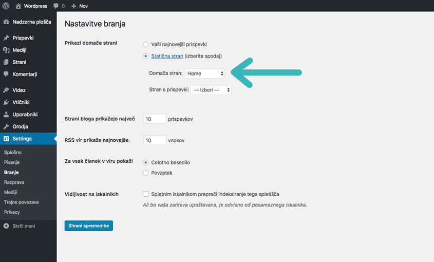 Prikazi domače strani – WordPress nasvet
