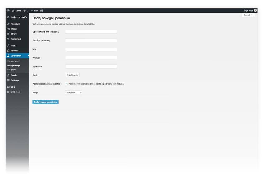 Kako dodati novega uporabnika – WordPress nasvet